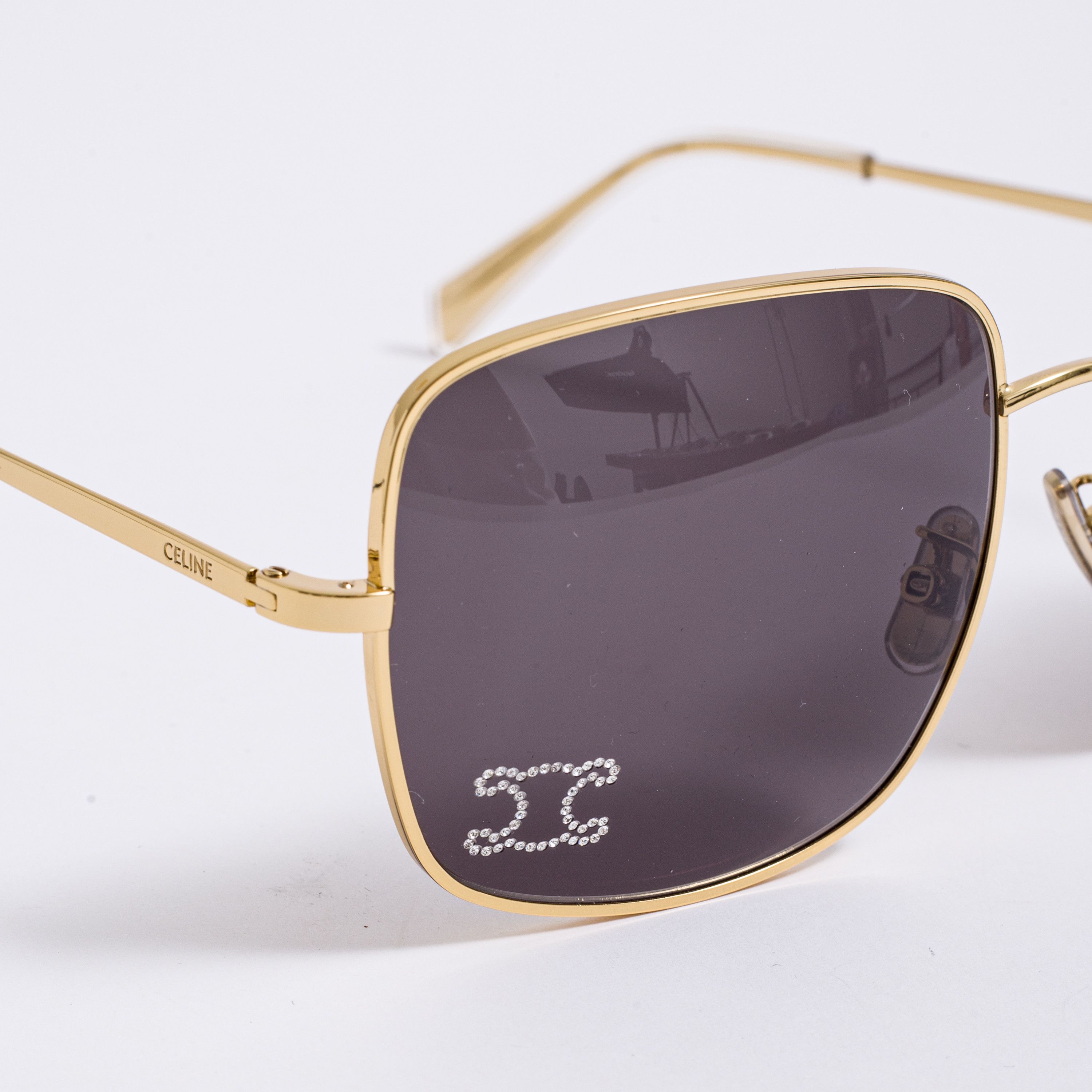 Celine CELINE Triomphe Rhinestone 01 Sunglasses In Metal Size ONE SIZE - 5 Thumbnail
