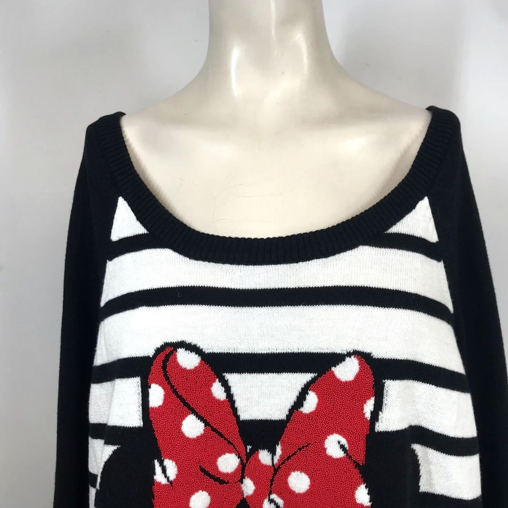 Torrid Torrid Women's Blouse Long Sleeve Minnie Sweatshirt Black & White Stripe 2" Size XS / US 0-2 / IT 36-38 - 2 Thumbnail