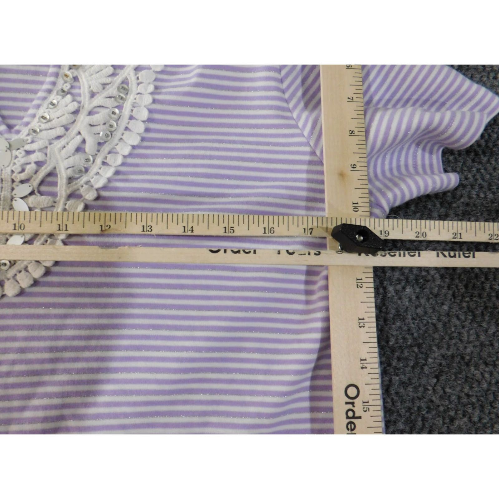 Vintage Alfred Dunner Blouse Shirt Womens Small Purple Striped V-Neck Cotton Polyester Casual Knit Short Sleeve Regular Size S / US 4 / IT 40 - 6 Thumbnail