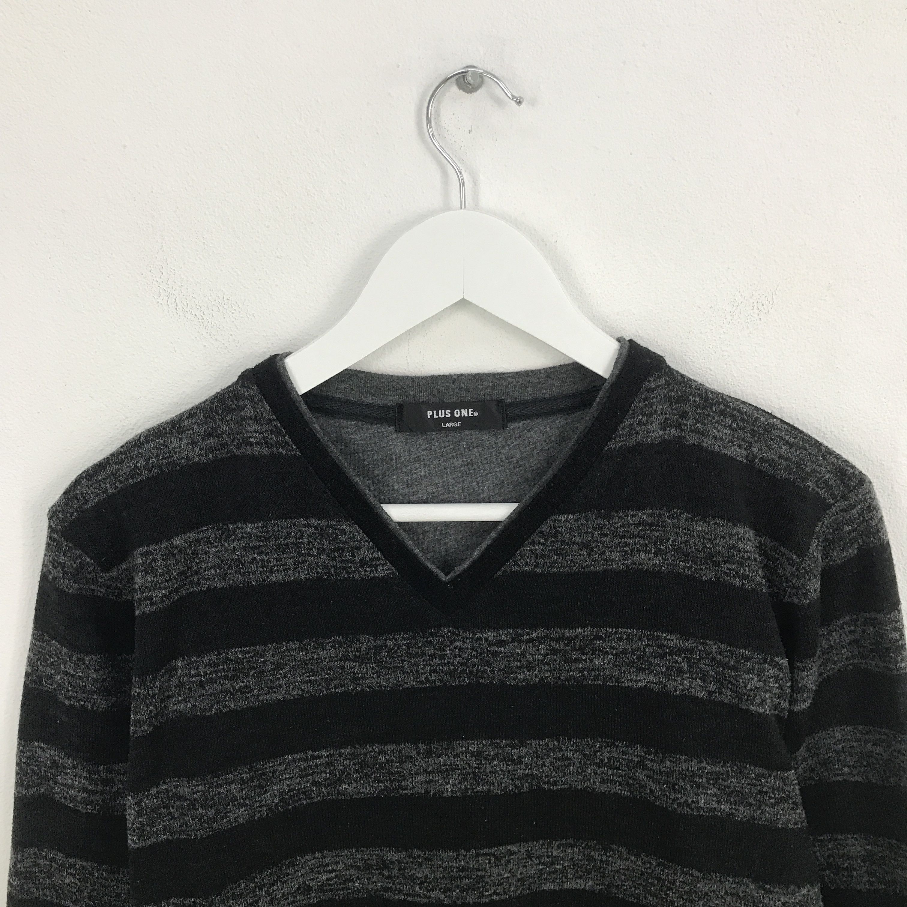 Japanese Brand × Plus One Clothing Rare plus one Striped long sleeve t-shirt Size US M / EU 48-50 / 2 - 2 Thumbnail