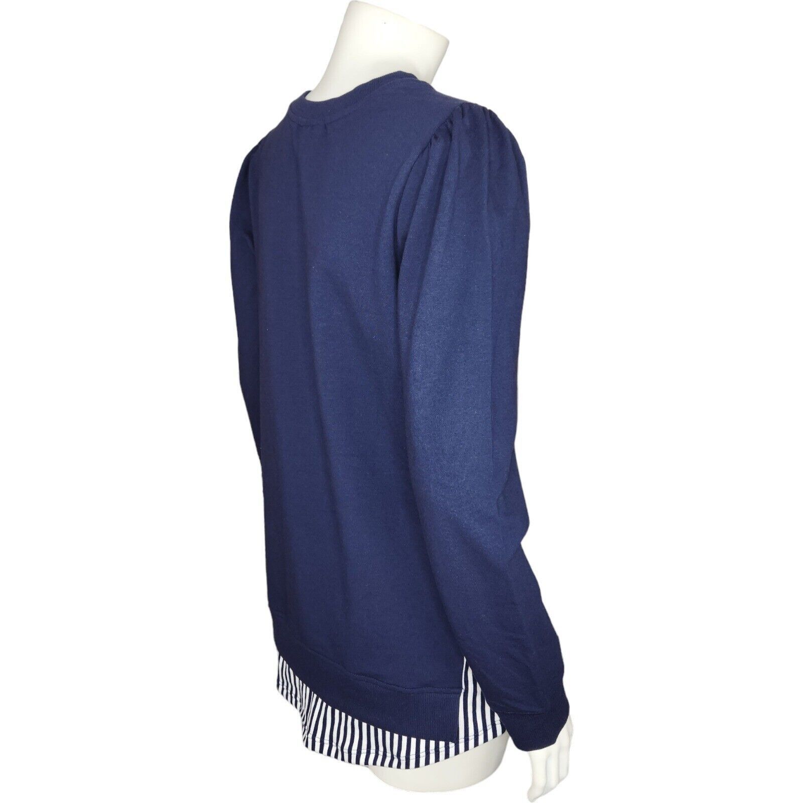 Denim & Co. Denim & Co. French Terry Tunic Striped Hem Navy Womens XS Size XS / US 0-2 / IT 36-38 - 11 Thumbnail