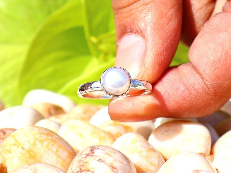 Handmade Freshwater Pearl Ring, 925 Silver Handmade, June Birthstone Size ONE SIZE - 4 Thumbnail