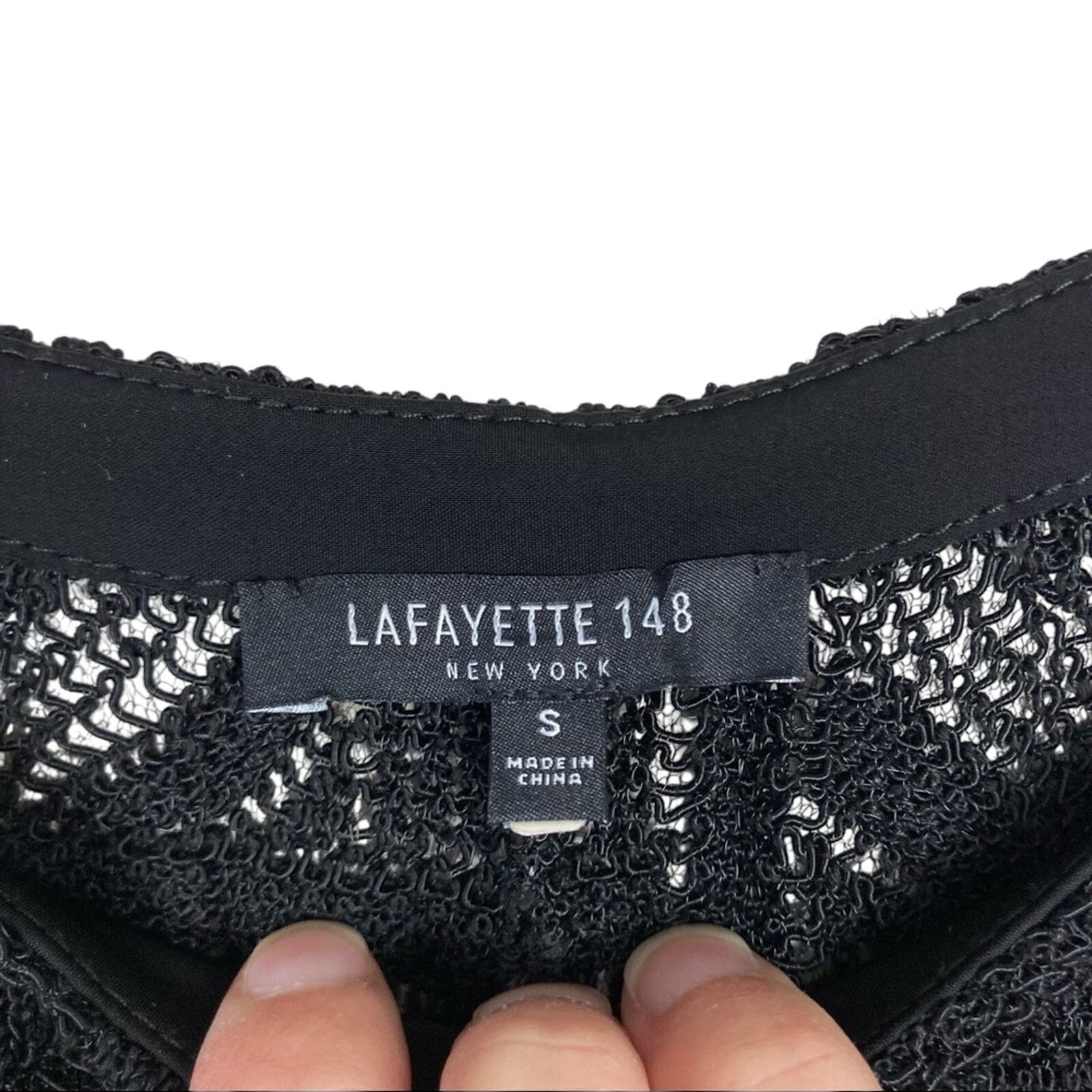 Other Lafayette 148 Black Open Knit Short Sleeve Boxy Blouse Sz S Size S / US 4 / IT 40 - 4 Thumbnail