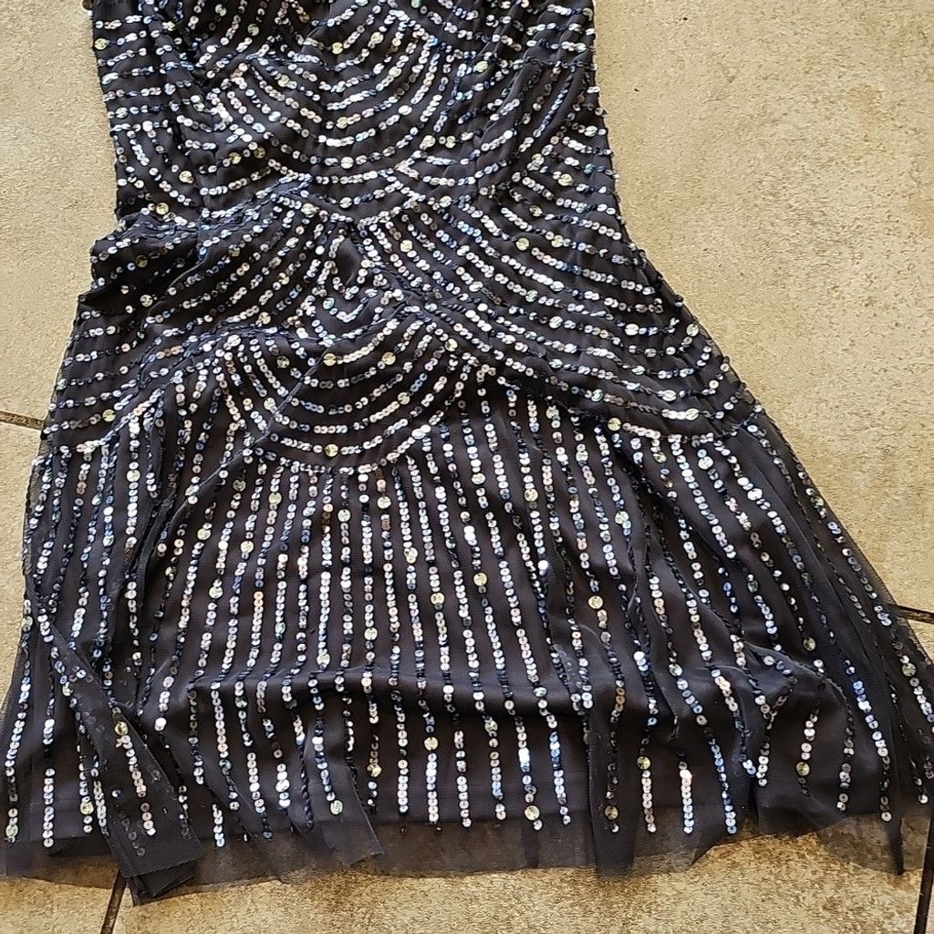 The Unbranded Brand NWT AIDAN MATTOX navy Blue Sequin Sleeveless Gala Dress 6 Size M / US 6-8 / IT 42-44 - 5 Thumbnail