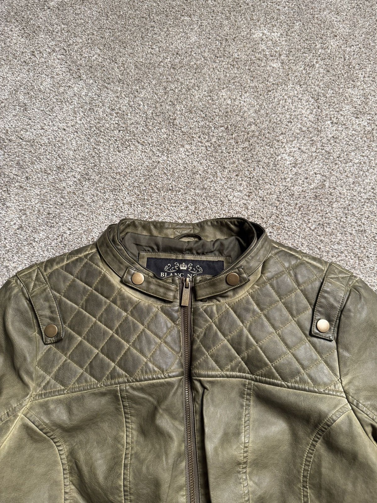 Blanc Noir BLANC NOIR OVERDYED FAUX LEATHER QUILTED MOTO JACKET Size L / US 10 / IT 46 - 2 Thumbnail