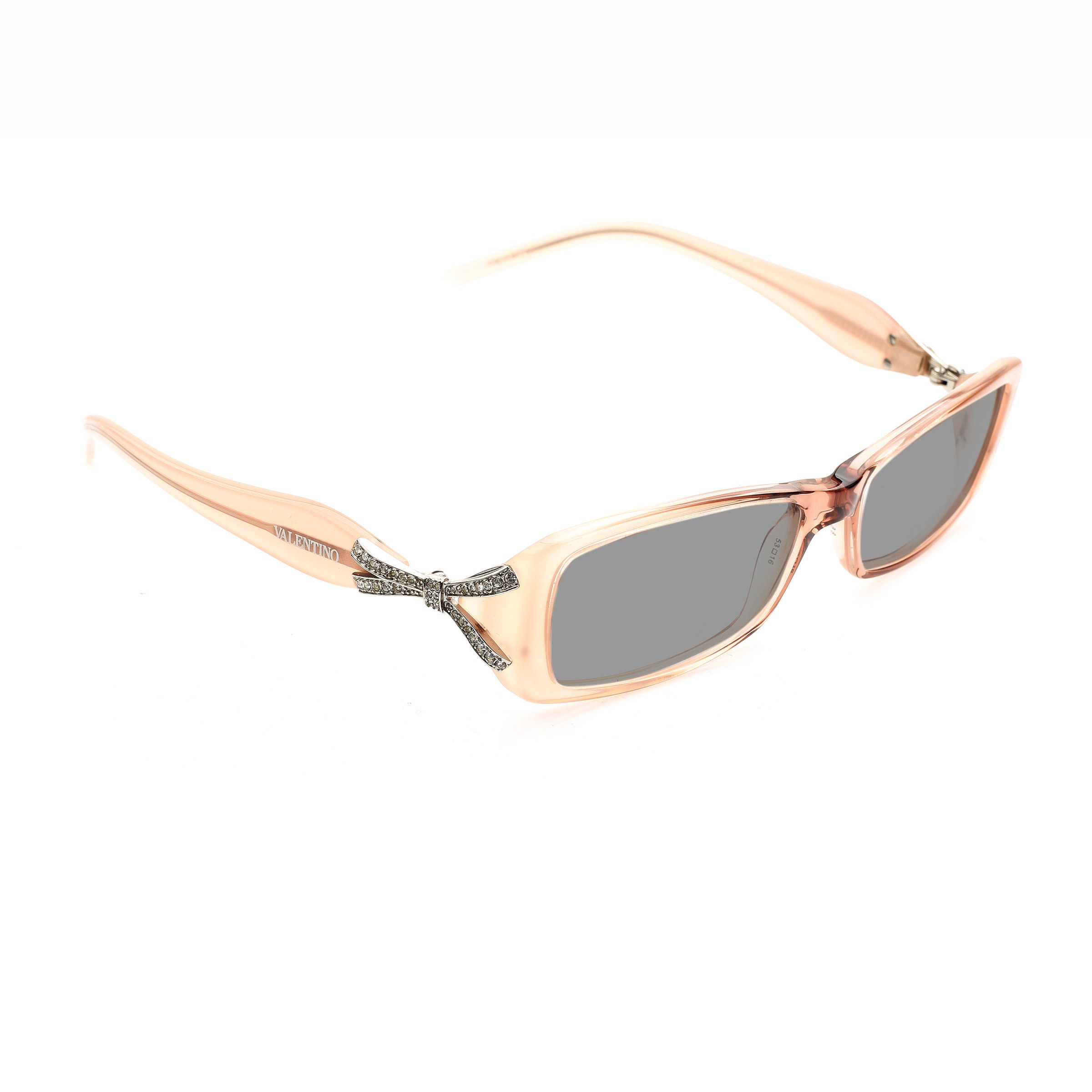 Valentino Valentino '00s Powder Pink Crystal Bow Plastic Sunglasses Size ONE SIZE - 1 Thumbnail