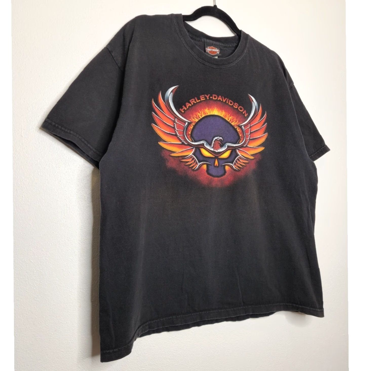 Harley Davidson VINTAGE Harley Davidson Shirt XL Black Mens HD Sweden Skull Flame y2k 90s Biker Size US XL / EU 56 / 4 - 3 Thumbnail
