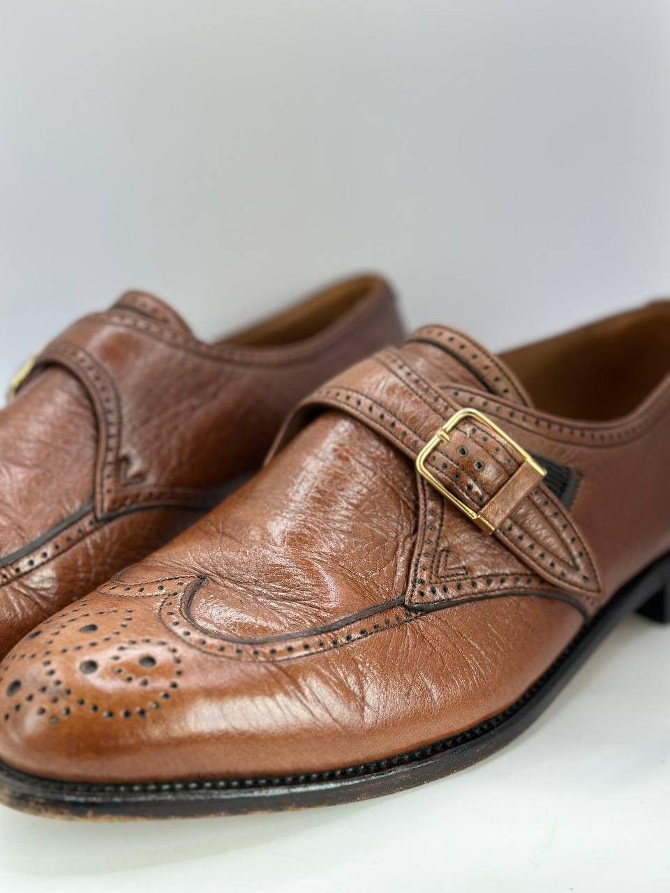 Bally Vintage Bally Goodyear Monk Strap Brogue Shoes 34037 Leather Size US 9.5 / EU 42-43 - 7 Thumbnail