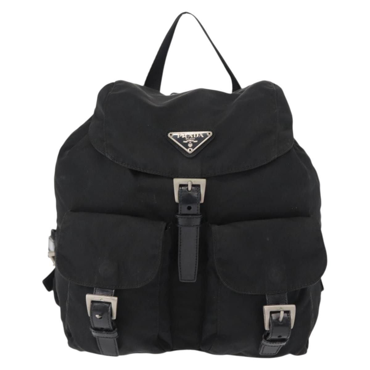 Prada Prada Vela Double Front Pocket Backpack Tessuto with Saffiano Leather Size ONE SIZE - 1 Thumbnail