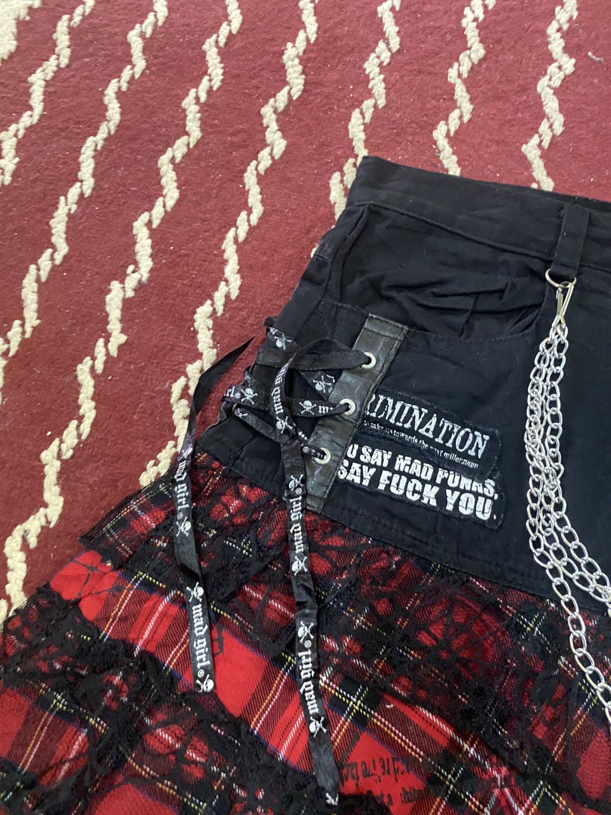 Designer × If Six Was Nine × Seditionaries MAD PUNK FUCK YOU BONDAGE SKIRT Size 30" / US 8 / IT 44 - 3 Thumbnail