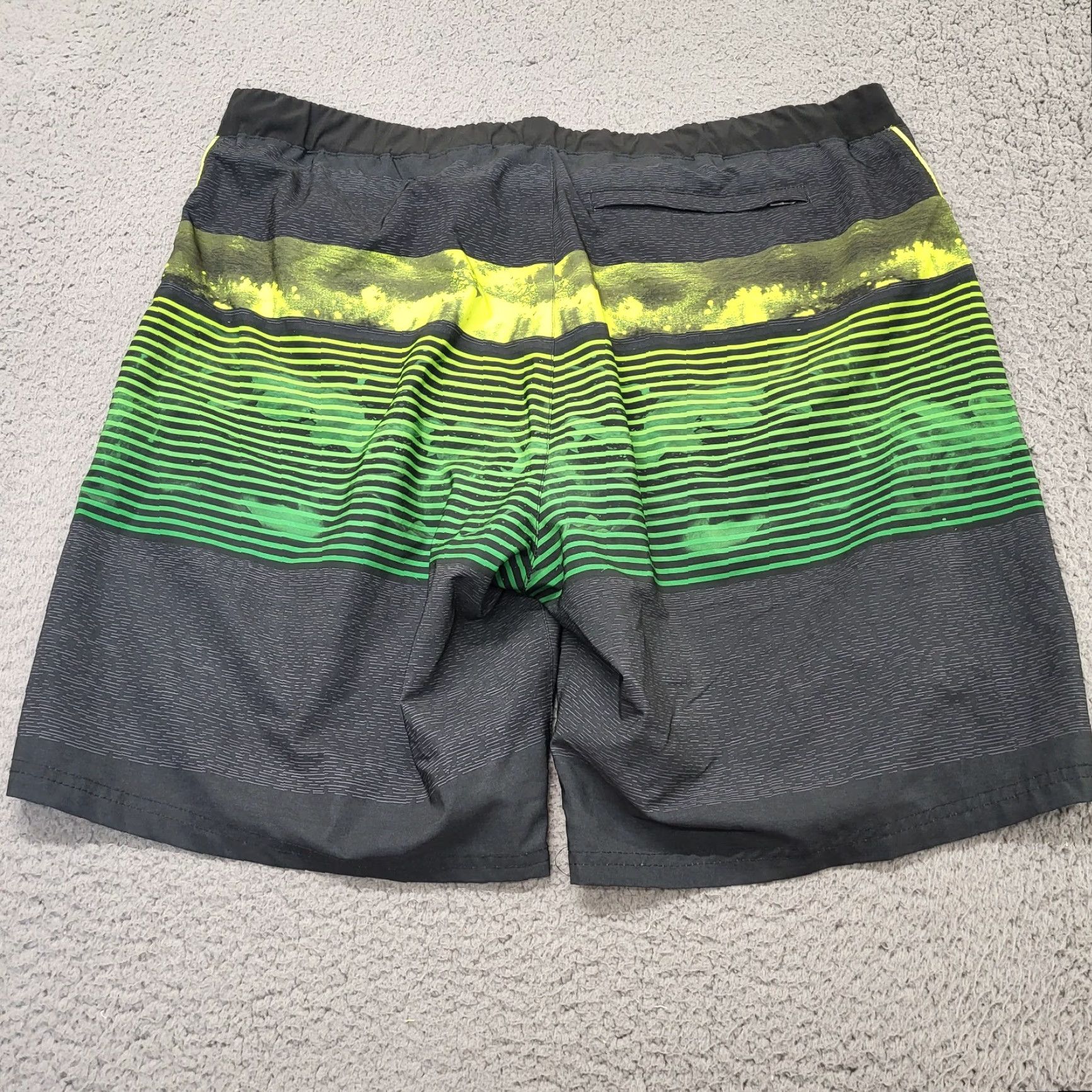 ZeroXposur ZeroXposur Swim Trunks Mens Size XXL Comfort Waistband Green Shore Striped Pockets Drawstring Beach Surfing Modern Colorful Bottoms Size US 39 - 3 Thumbnail