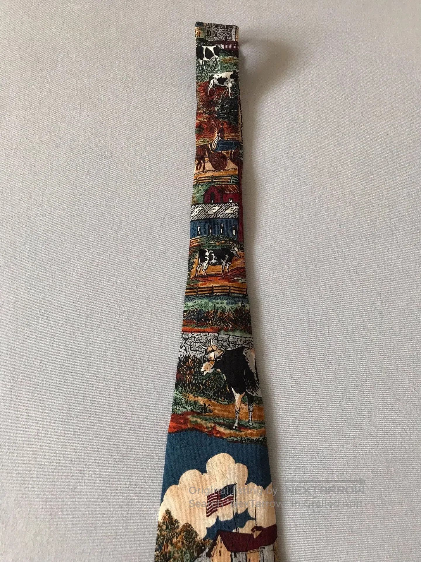 Vintage Vintage USA Oil Painting Silk Tie. Size ONE SIZE - 5 Thumbnail