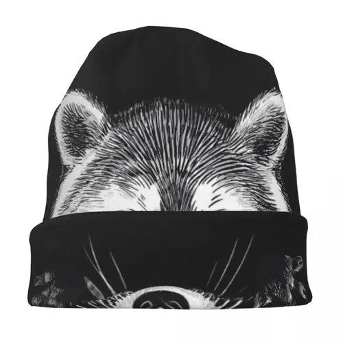Designer Cute Raccoon Beanie Size ONE SIZE - 2 Thumbnail