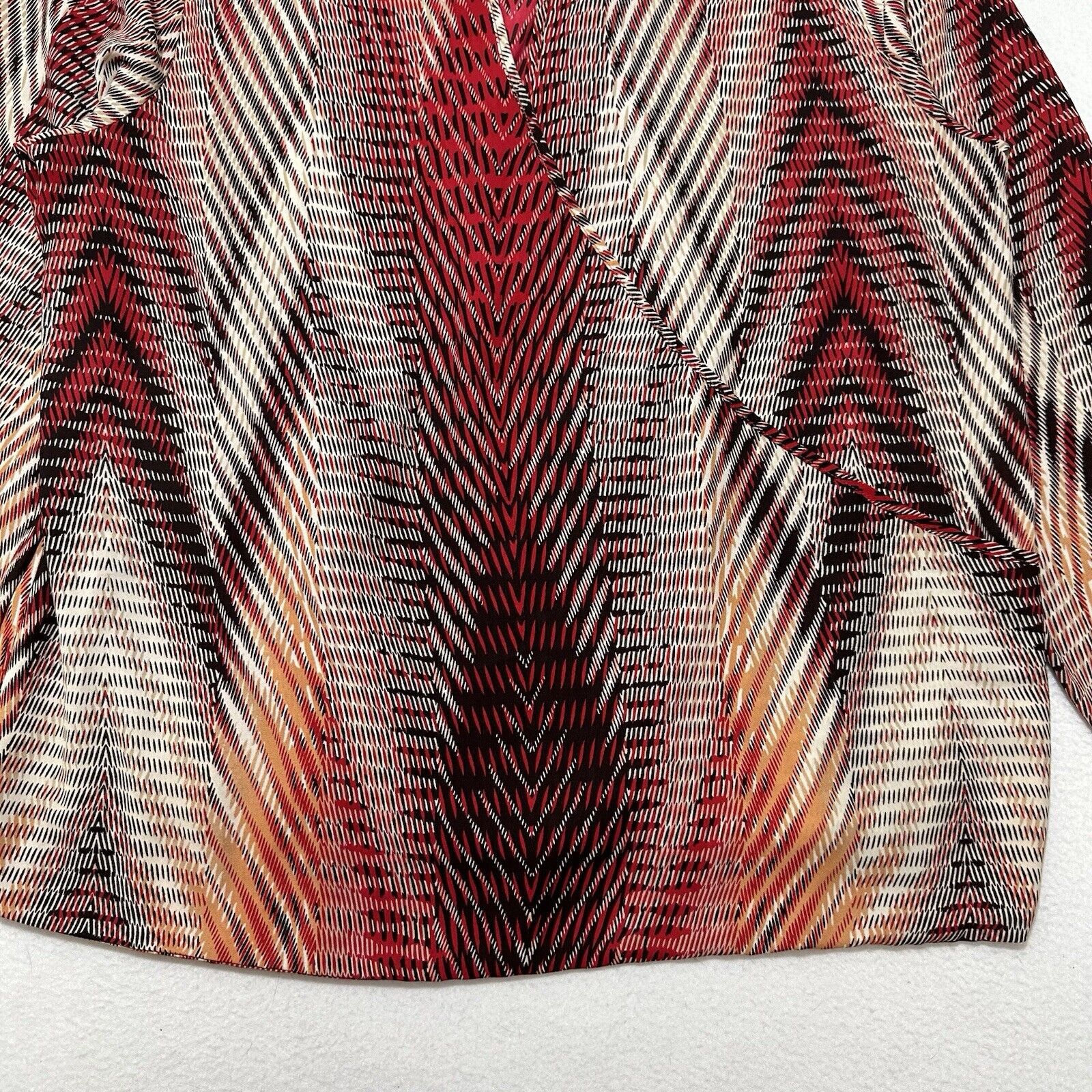 Chicos Chico’s 2 Large Long Sleeve Blouse Red Patterned Top Size L / US 10 / IT 46 - 4 Thumbnail