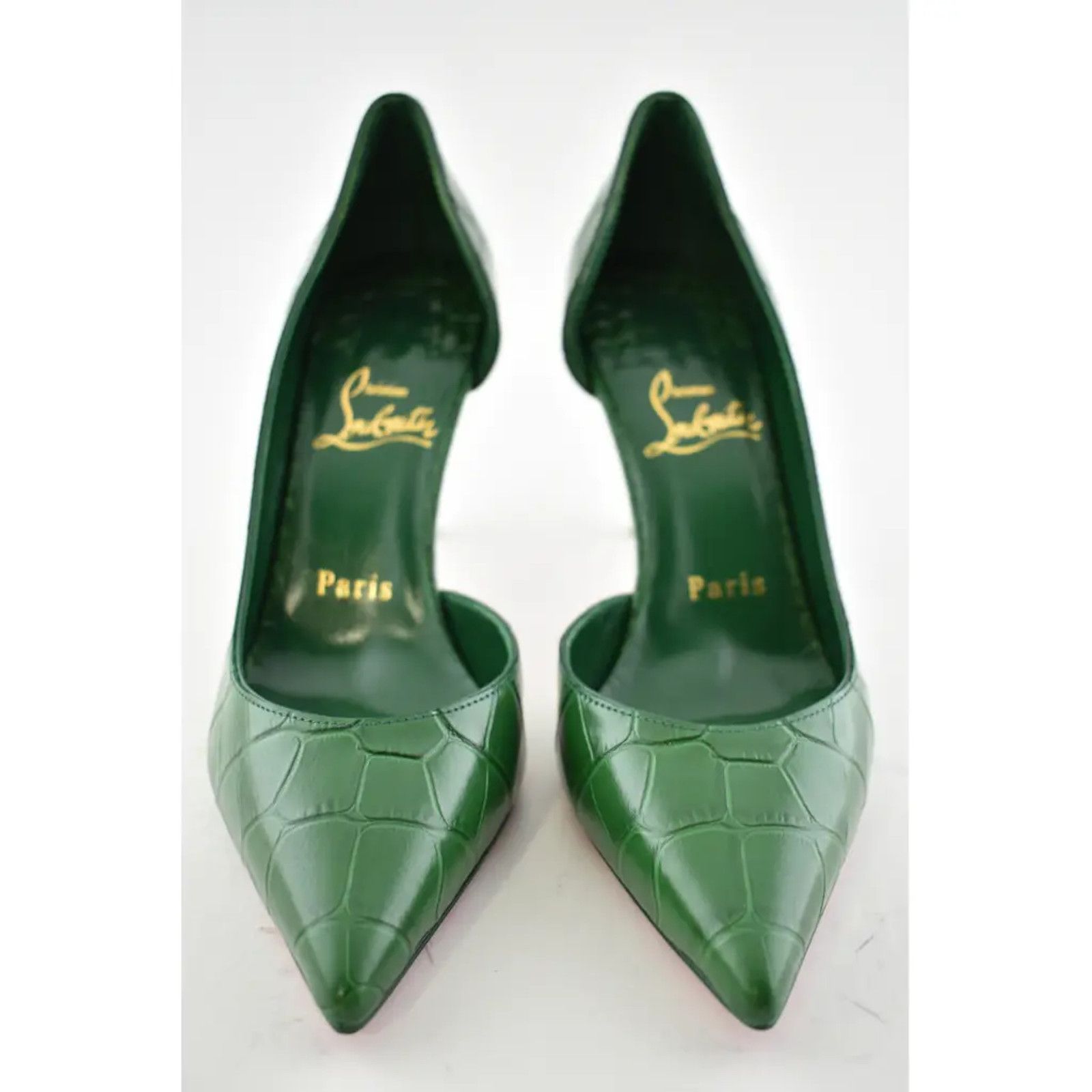 Christian Louboutin Iriza 85 Green Canopee Calf Ali Croc Leather Heel Pump 35.5 Size US 5.5 / IT 35.5 - 6 Thumbnail