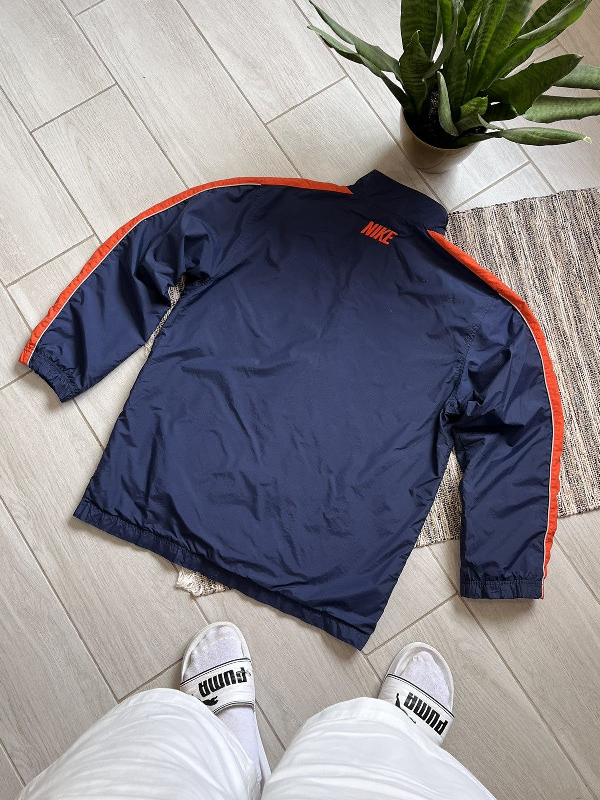 Nike × Vintage Vintage Nike jacket navy nylon windbreaker raincoat Size US L / EU 52-54 / 3 - 13 Thumbnail