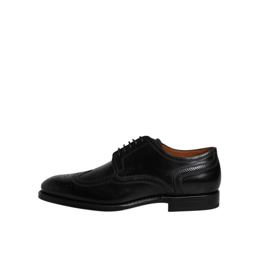 Dolce & Gabbana Dolce & Gabbana Black Leather Derby Wingtip Formal Shoes Size US 6.5 / EU 39-40 - 6 Thumbnail