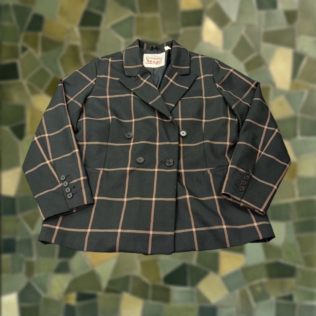Levi's Levis Strauss Blazer XL Black Windowpane Plaid Double Breasted Jacket Womens Size XL / US 12-14 / IT 48-50 - 1 Thumbnail