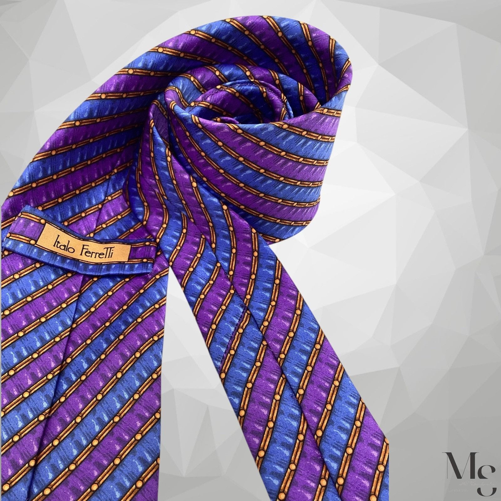 Designer ITALO FERRETTI SILVI MARINA Purple Striped Silk Tie H.Min It Size ONE SIZE - 4 Thumbnail