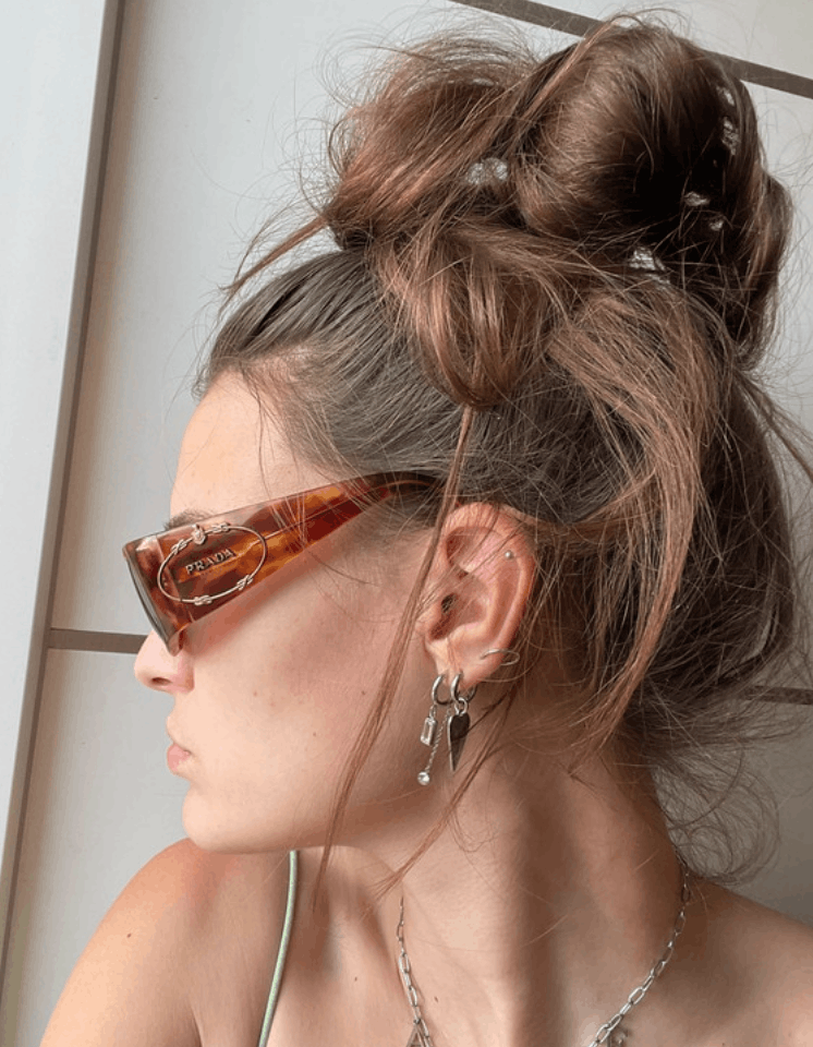 Prada Sunglasses SPR 10H Mask Shield Star Flame Fire Vintage