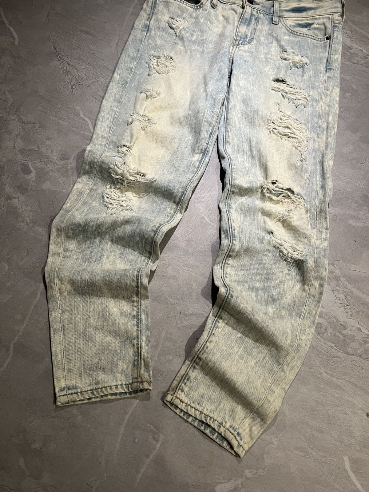Japanese Brand Destroyed Weathered Slim Fit / Avan Garde Number Nine Style Size US 32 / EU 48 - 3 Thumbnail