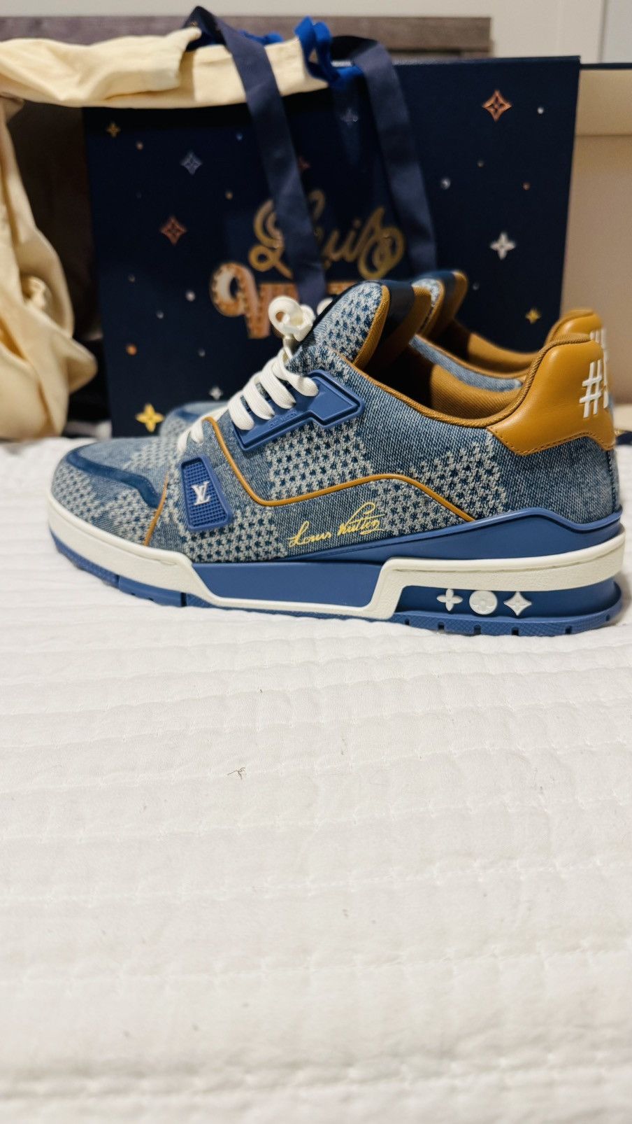Louis Vuitton Blue Damier 3D Denim Louis Vuitton Trainer Size US 8.5 / EU 41-42 - 1 Thumbnail