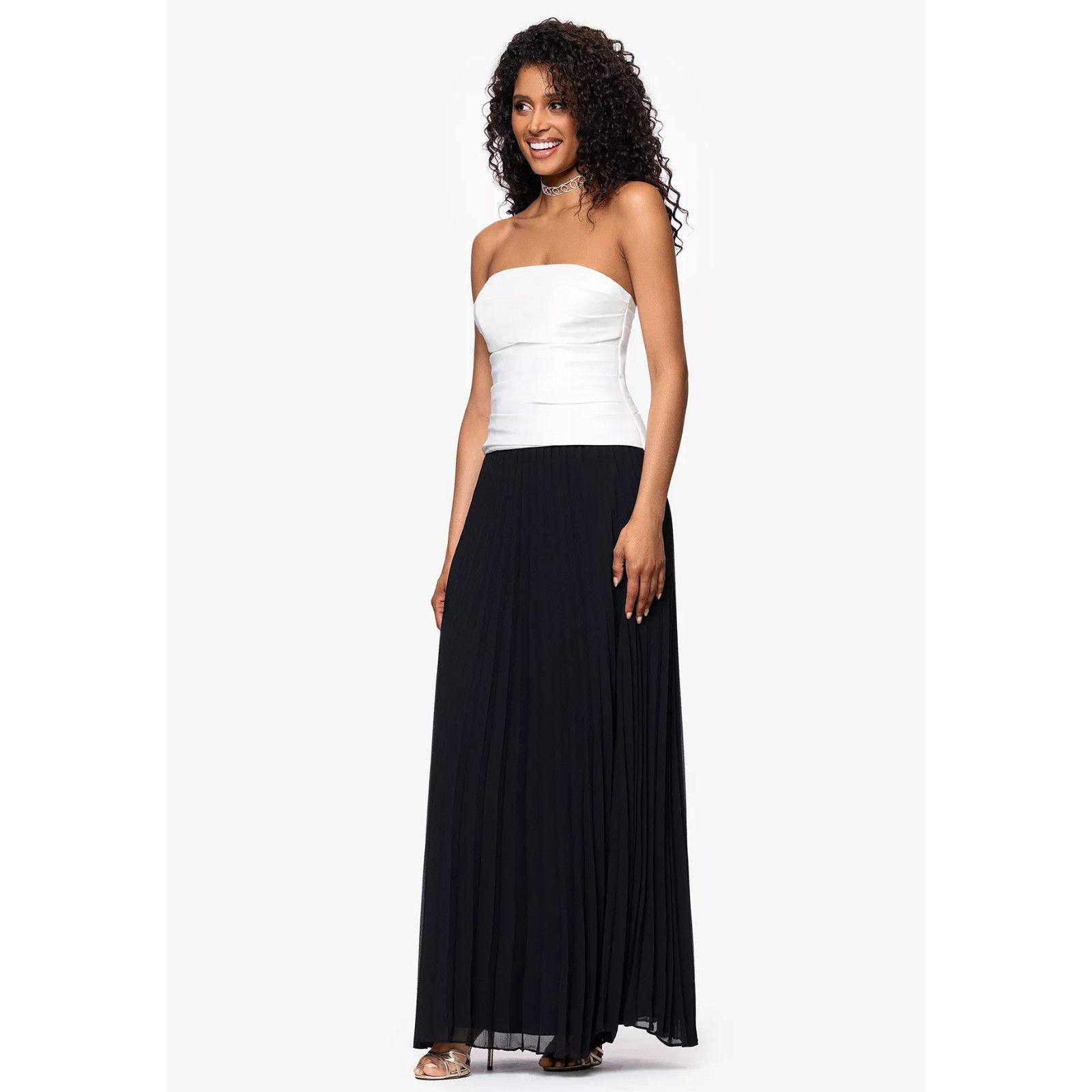 Other Betsy & Adam Colorblocked Strapless ChiffonSkirt LongSize 10 Size L / US 10 / IT 46 - 2 Thumbnail