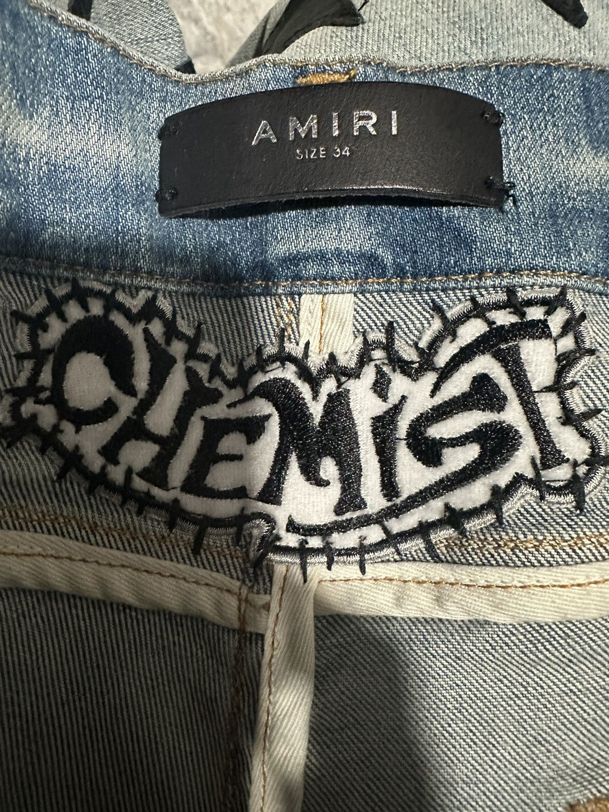 Alchemist × Amiri AMIRI ALCHEMIST LEATHER STAR JEANS - CLAY INDIGO Size US 34 / EU 50 - 6 Thumbnail