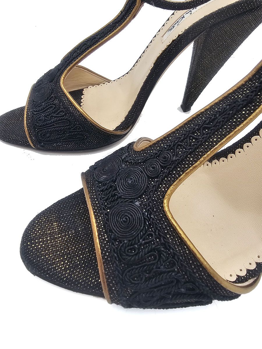 Oscar De La Renta Oscar de la Renta Embroidered Cloth Leather Sandals Size 37 Size US 7 / IT 37 - 6 Thumbnail