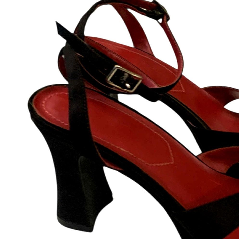Other VINTAGE Y2K Sandal Chunk Heel Ankle Strap Open Toe Black Sz8 Size US 8 / IT 38 - 10 Thumbnail