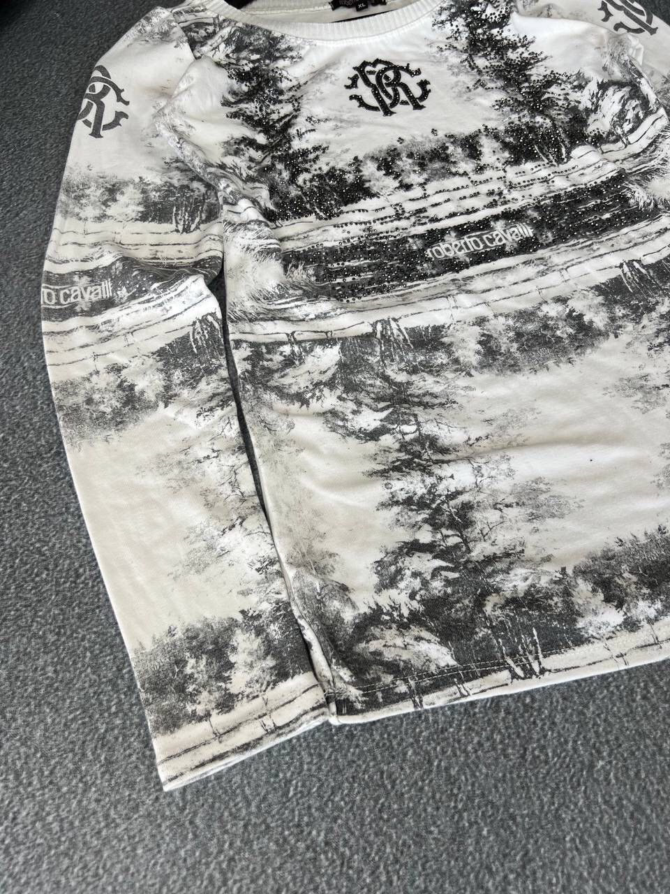 Roberto Cavalli Y2K Graphic Print 90s Long Sleeve Top