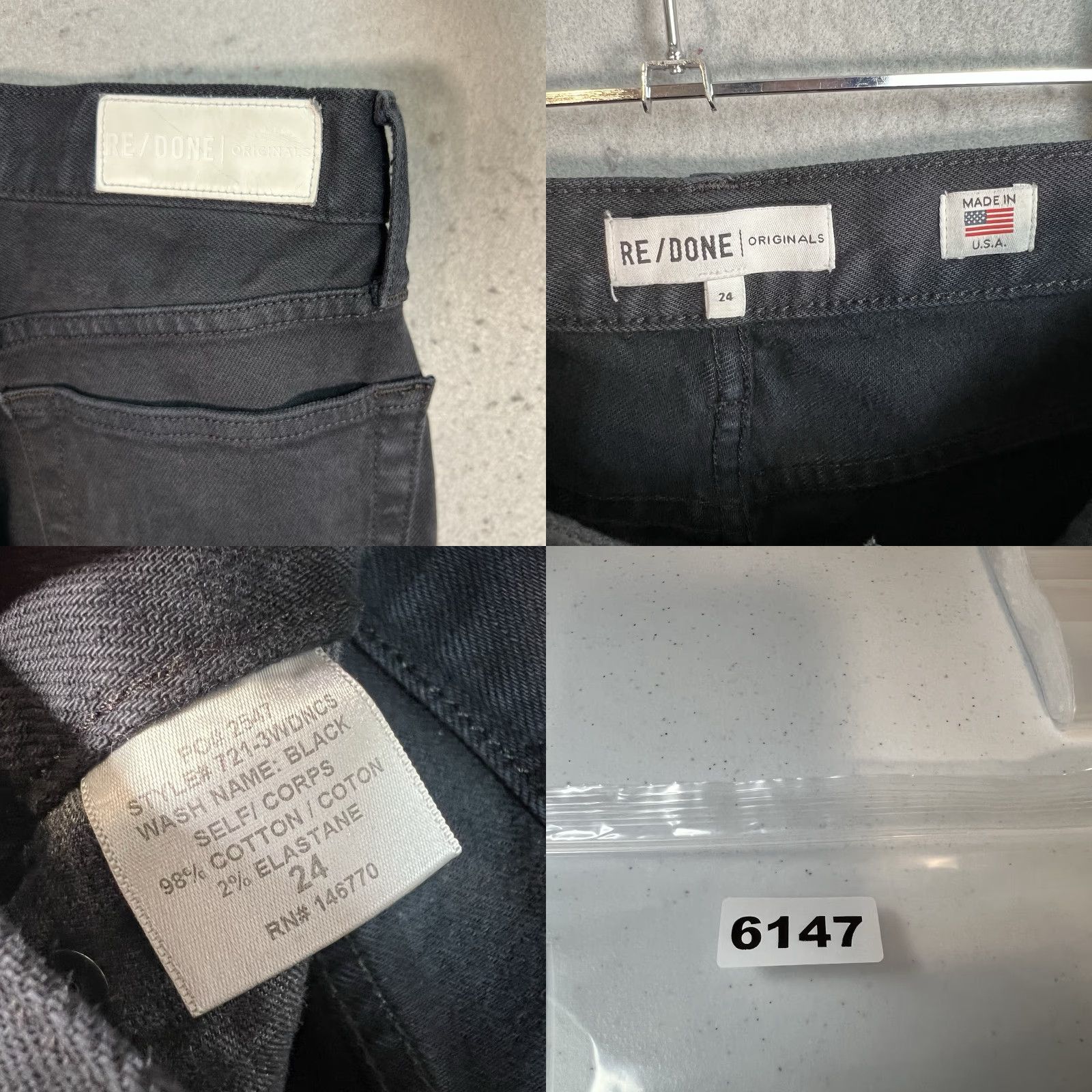 RE/DONE Re/Done Jeans Womens Size 24 Black Slim Leg Tapered Made In USA Size 42" / US 20 - 8 Thumbnail
