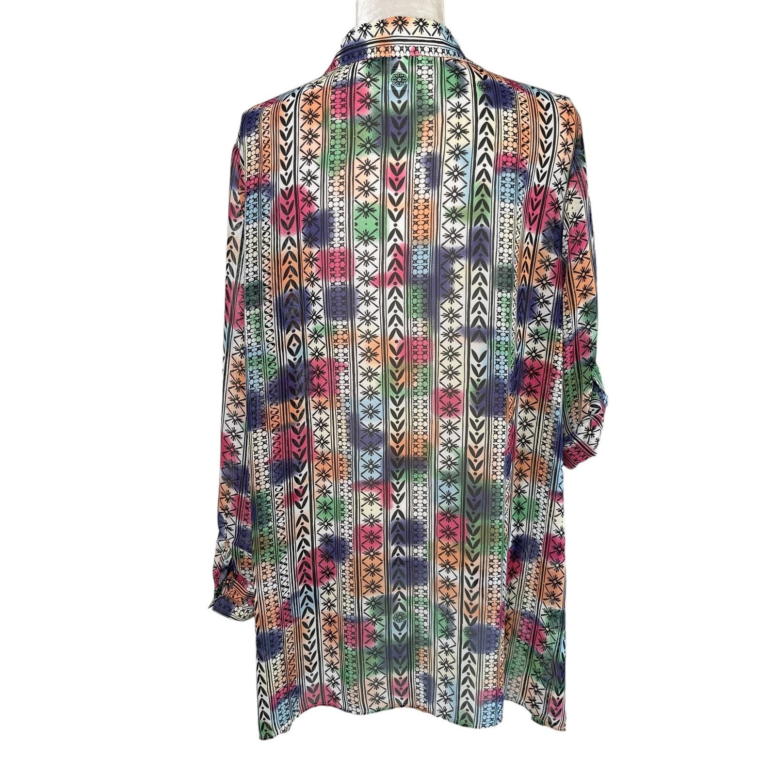 Other Peck & Peck Retro Button Down Blouse XL Semi Sheer Rainbow Size XL / US 12-14 / IT 48-50 - 2 Thumbnail