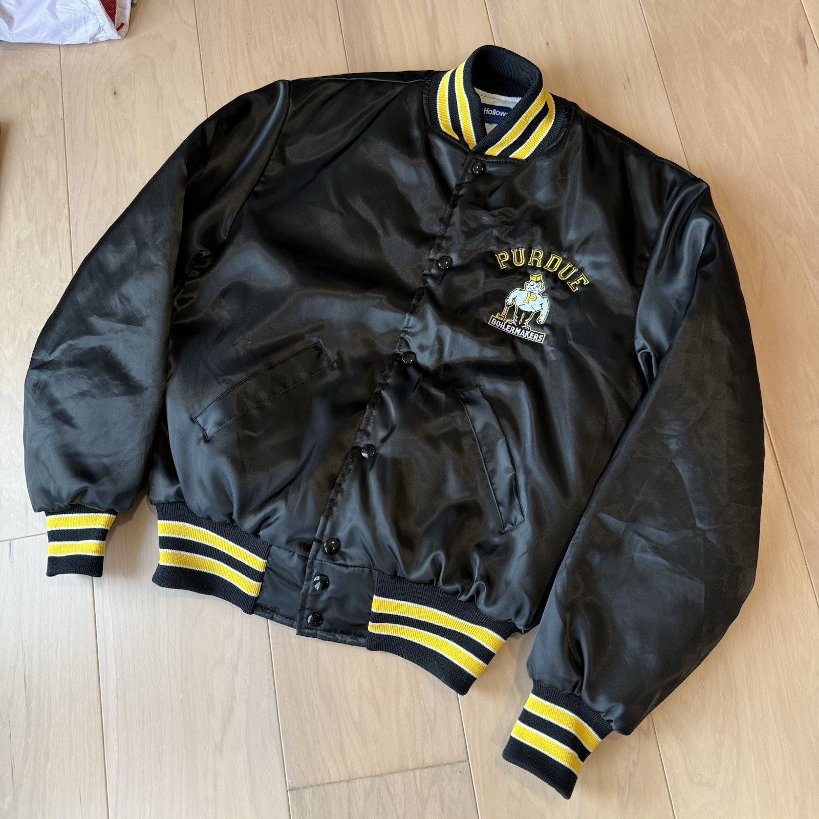 Vintage Vintage Purdue Boilermakers Bomber Jacket Medium Black Satin Size US M / EU 48-50 / 2 - 10 Thumbnail