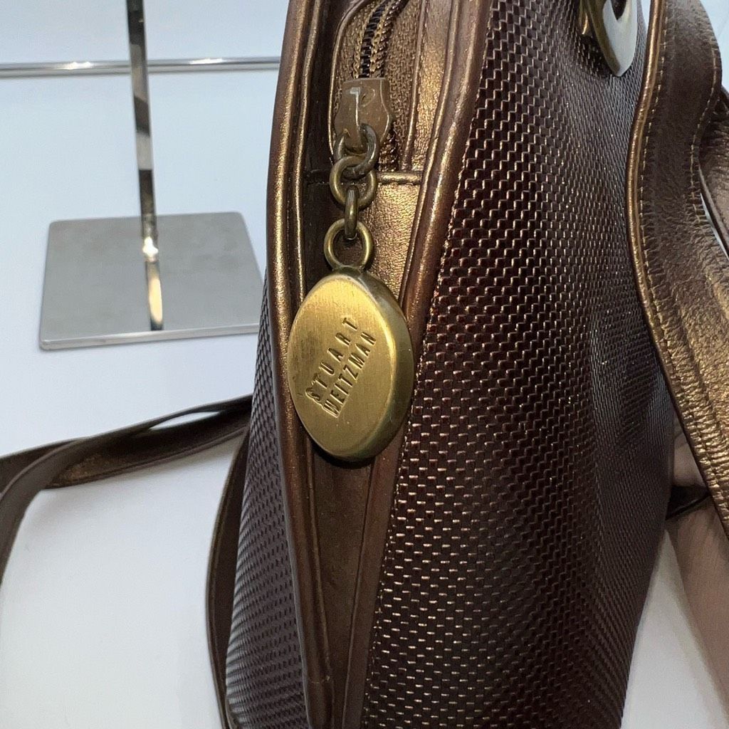 Stuart Weitzman Stuart Weitzman Made in Spain Vintage Pebbled Copper Leather with Lambskin Structured Bag Size ONE SIZE - 12 Thumbnail