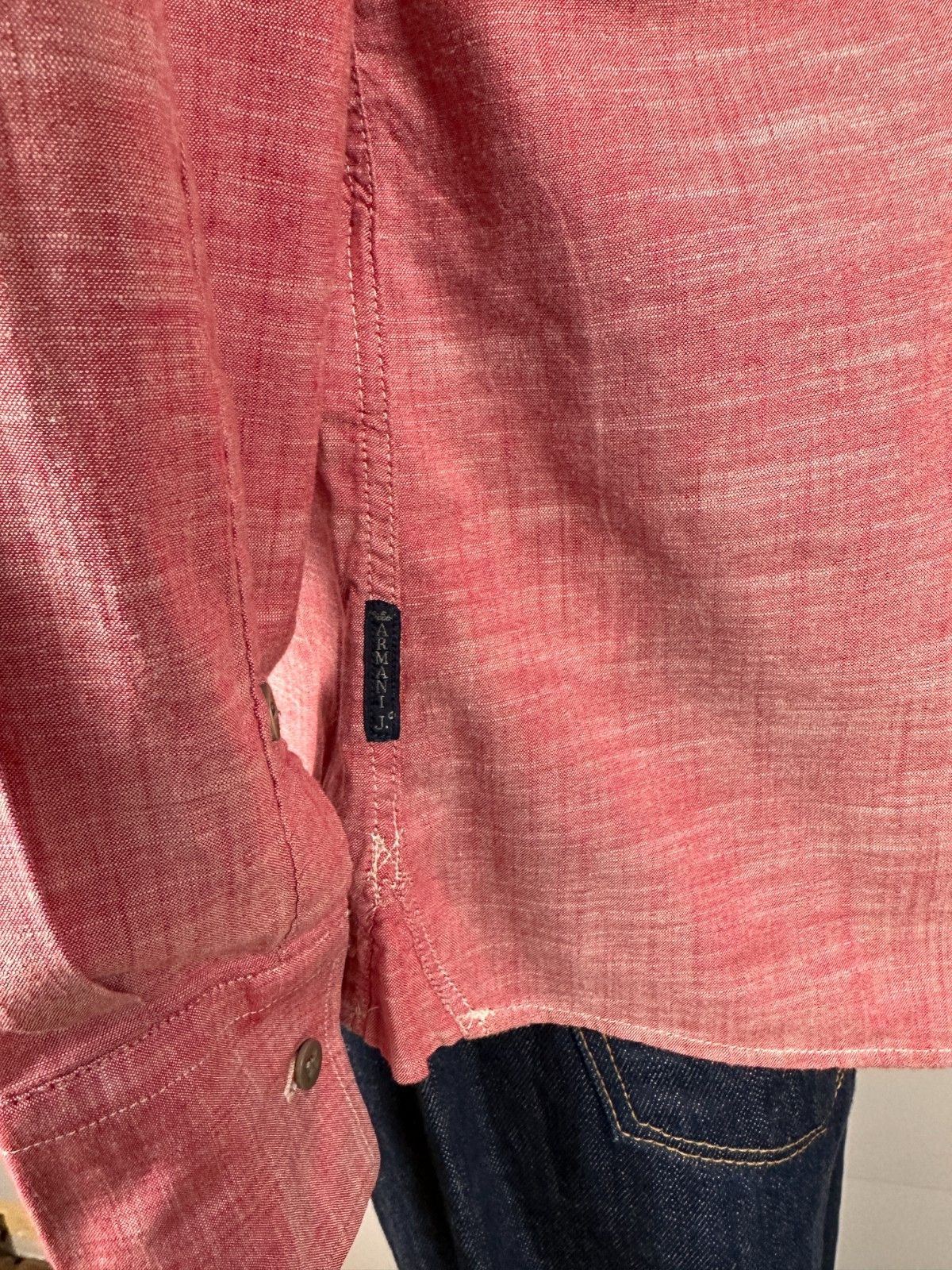 Armani Armani Jeans Shirt Button Up Long Sleeve Pink Size XL Slim Size US XL / EU 56 / 4 - 5 Thumbnail