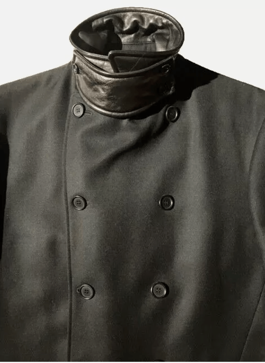 Helmut Lang Rare Vtg HELMUT LANG Archival Black Wool & Leather DB Coat Size US L / EU 52-54 / 3 - 3 Thumbnail