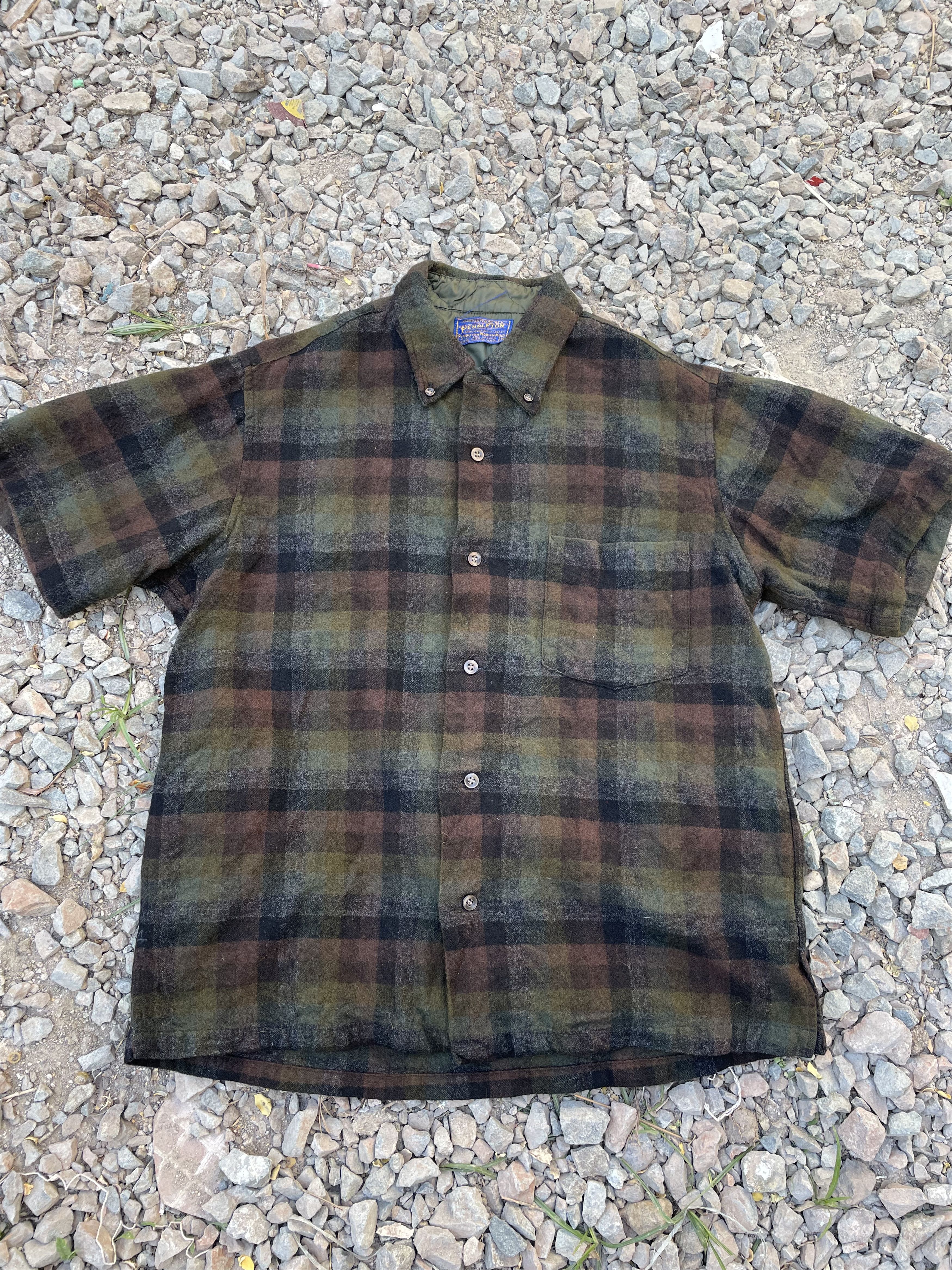 Pendleton Vintage 50s Pendleton Dark Olive Green Plaid Button Shirt Size US M / EU 48-50 / 2 - 3 Thumbnail