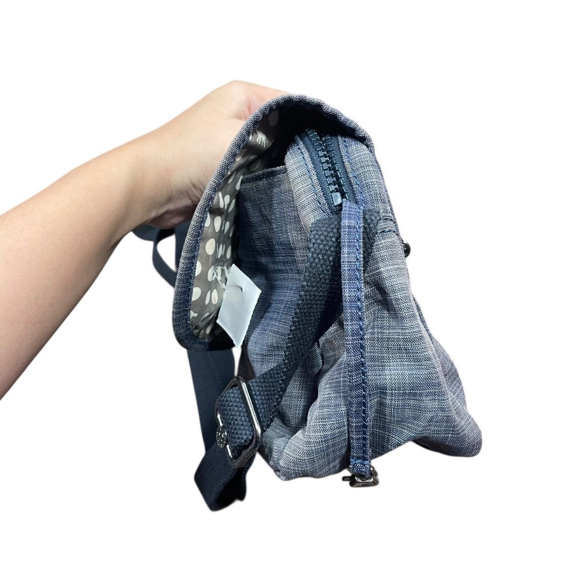 Vintage Kipling Crossbody Shoulder Bag Grey Blue Nylon Flap Messenge Size ONE SIZE - 7 Thumbnail