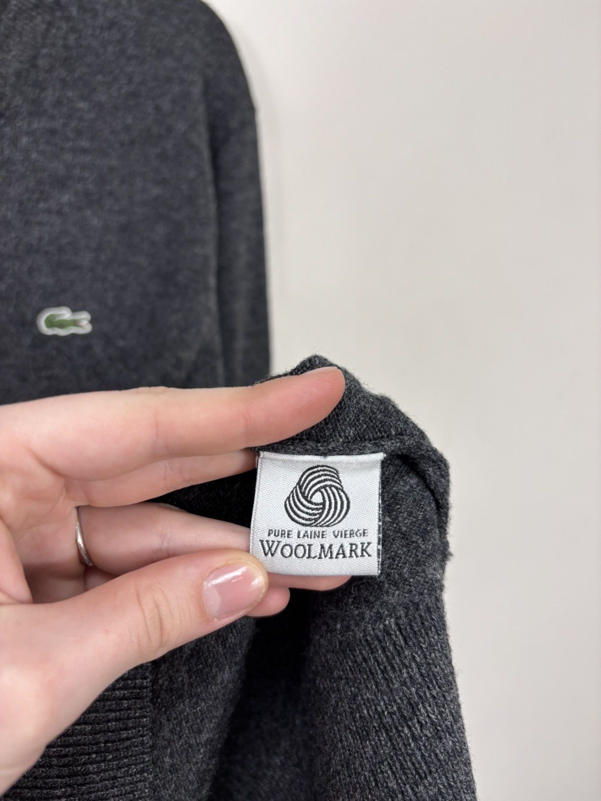Lacoste Vintage Lacoste Men’s Dark Charcoal Grey Wool V-Neck Sweater Size US M / EU 48-50 / 2 - 9 Thumbnail