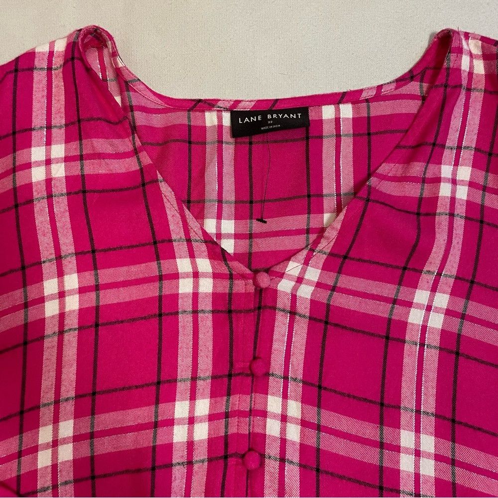 Other New Lane Bryant Classic Button-Down Tie-Hem Long Sleeve Pla Size 3XL / US 20-22 - 9 Thumbnail