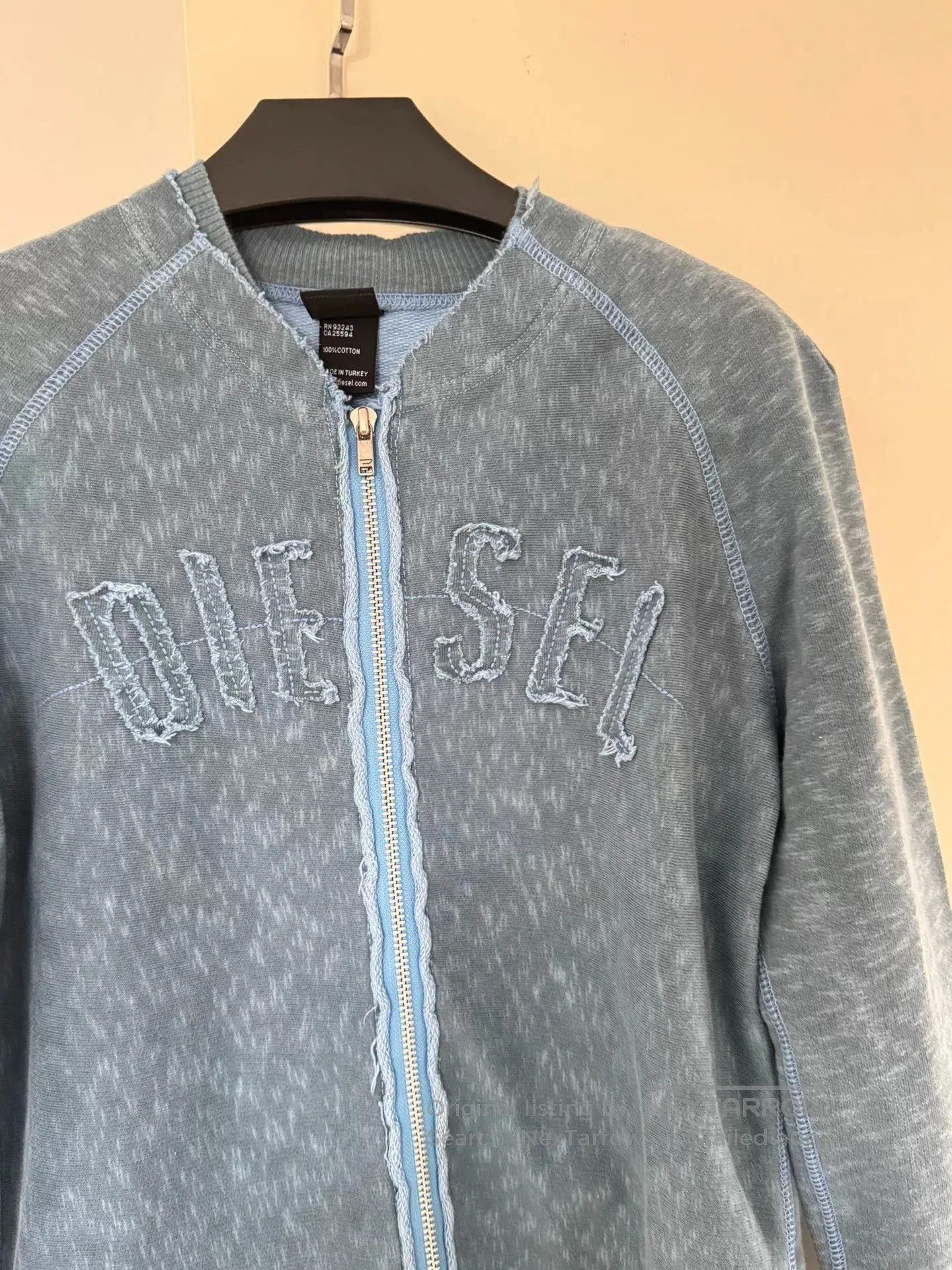 Diesel Diesel Distressed Collarless Sweatshirt Jacket. Size L / US 10 / IT 46 - 3 Thumbnail