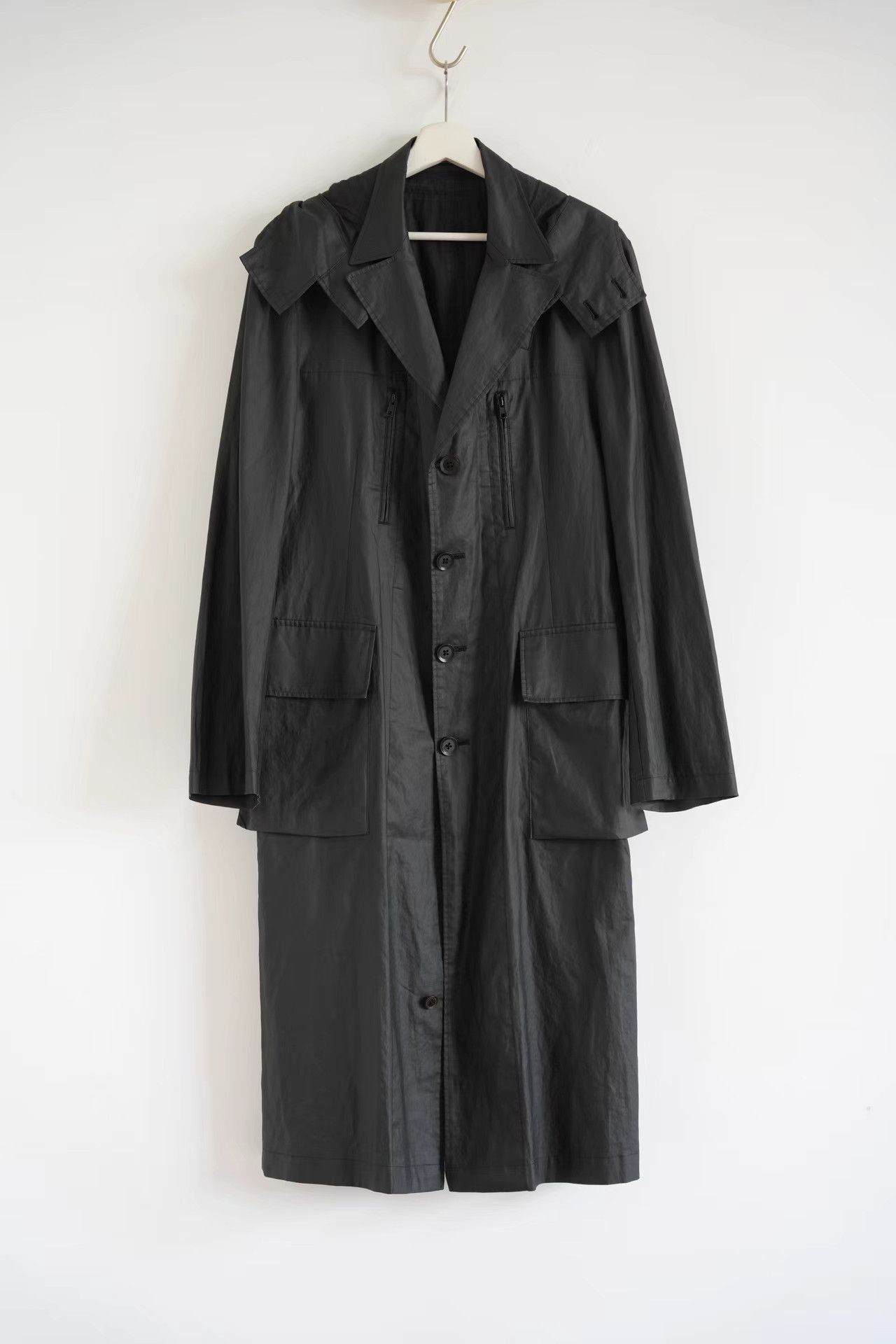 Yohji Yamamoto Black Long Buttoned Coat with Pockets Size US L / EU 52-54 / 3 - 1 Thumbnail
