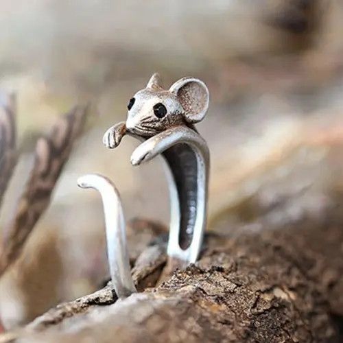 Vintage Cute Mouse Shape Open Ring Size ONE SIZE - 2 Thumbnail