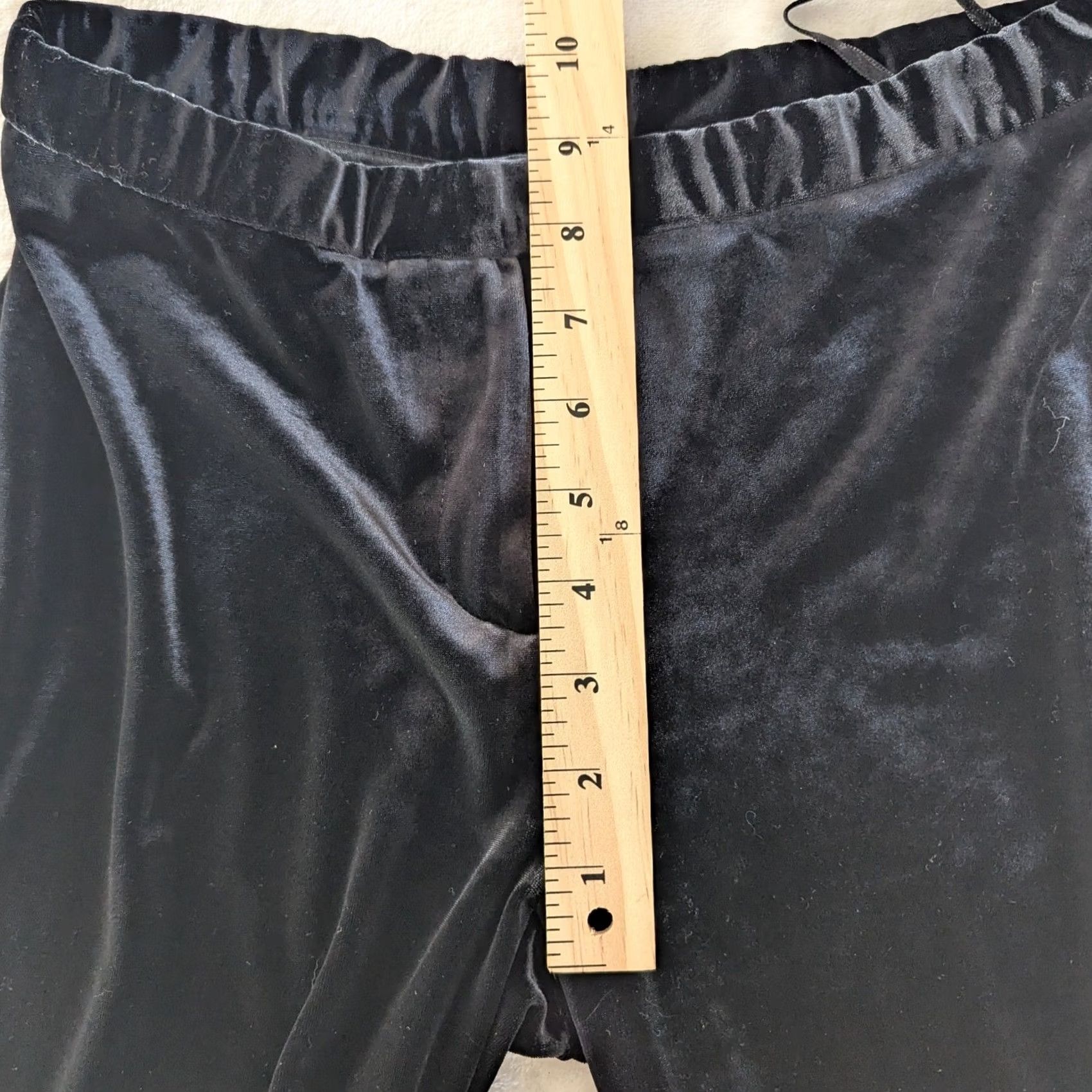 Vintage INC Black Velvet Stretch Wide-Leg Dress Pants Women 8P Petite Velvet Pants Wide-Leg Office Holiday Womens Size 30" / US 8 / IT 44 - 6 Thumbnail