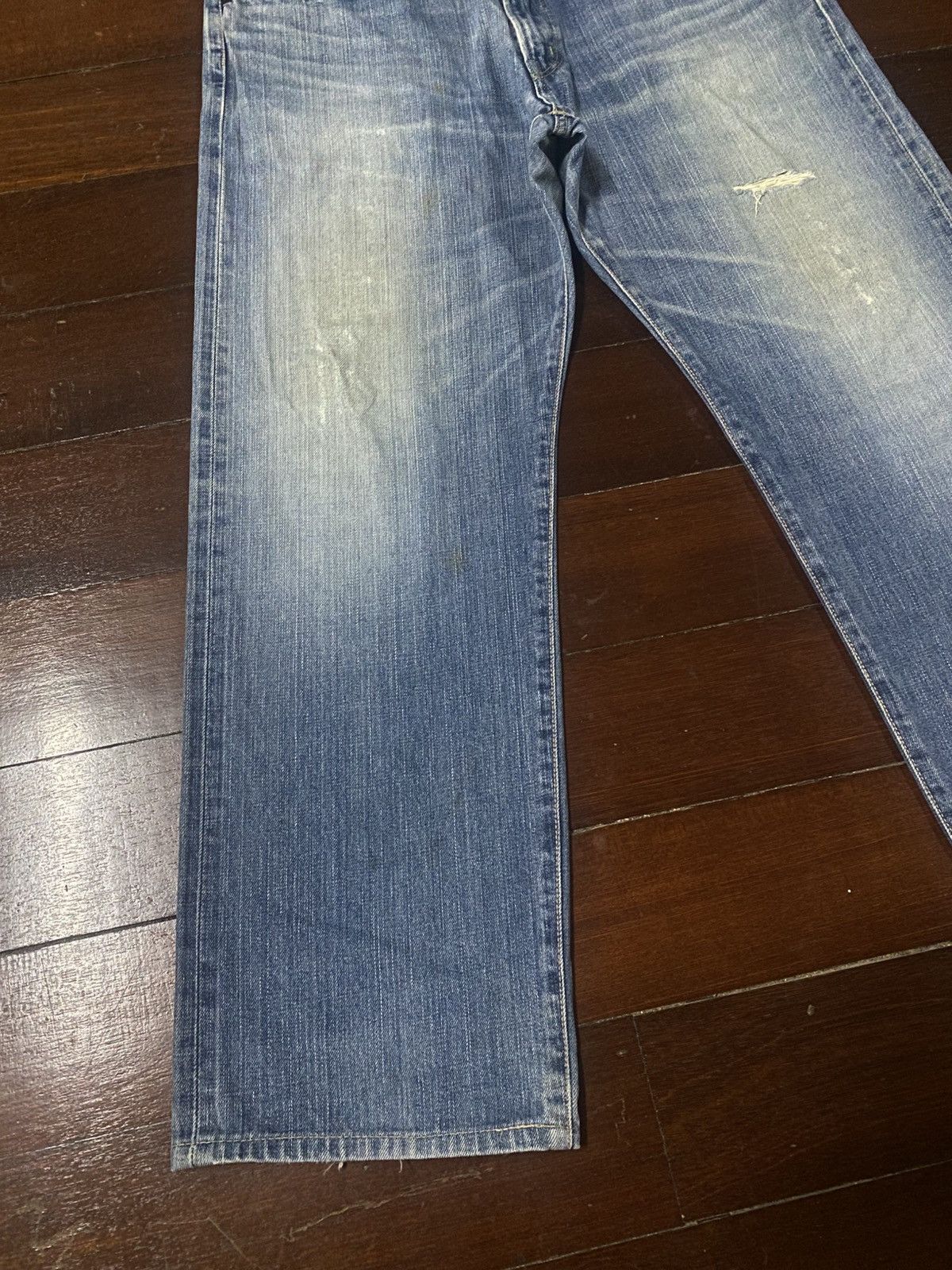 Edwin Vintage 90s Edwin 505 X mud wash distressed selvedge jeans Size US 37 - 3 Thumbnail
