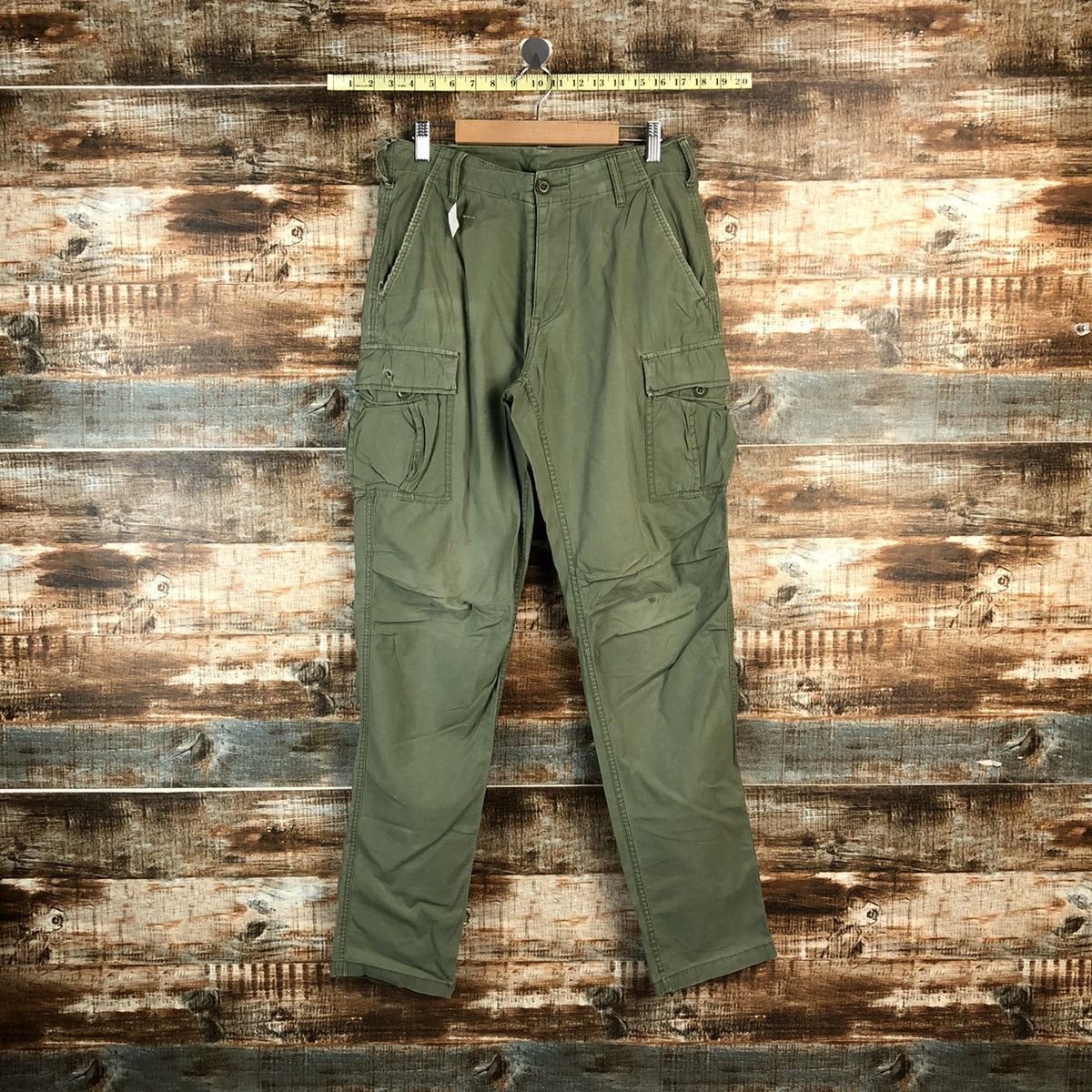 Japanese Brand DLL Uniqlo Green utility Cargo Multipocket Pants #C217 Size US 28 / EU 44 - 1 Thumbnail
