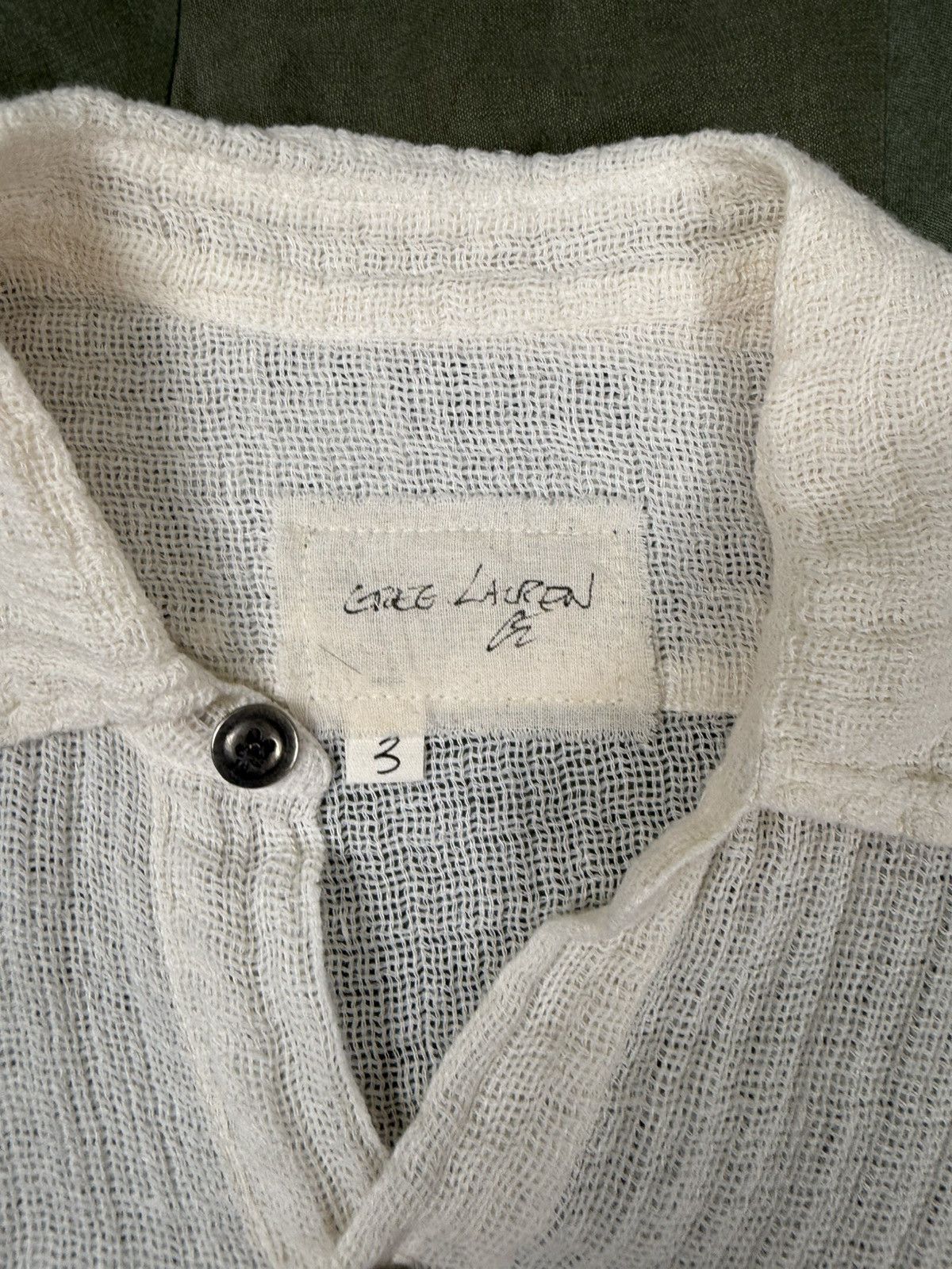 Greg Lauren Ivory Mesh Short Sleeve Shirt Size US L / EU 52-54 / 3 - 3 Thumbnail