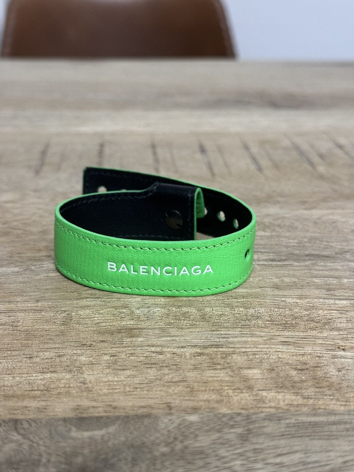image of Balenciaga Party Bracelet Green Leather, Men's