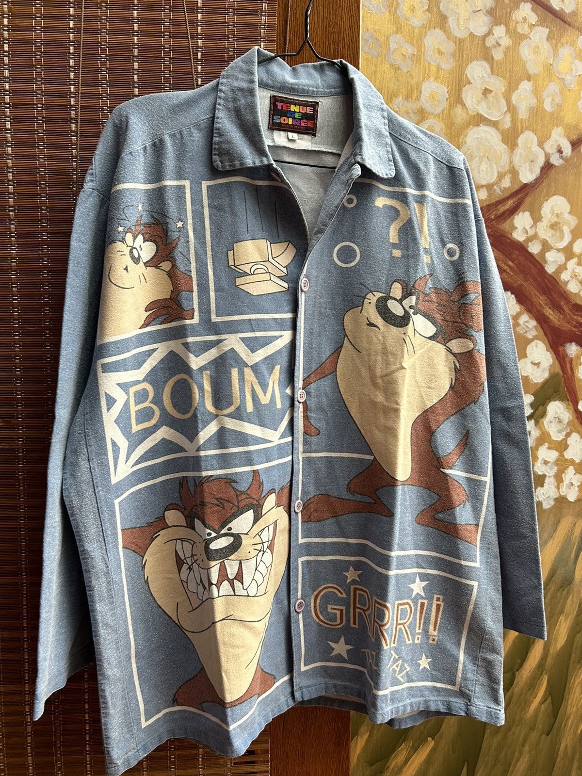 Vintage 90’s Tenue De Soiree Looney Tunes Taz AOP Open Collar Shirt Size US L / EU 52-54 / 3 - 3 Thumbnail